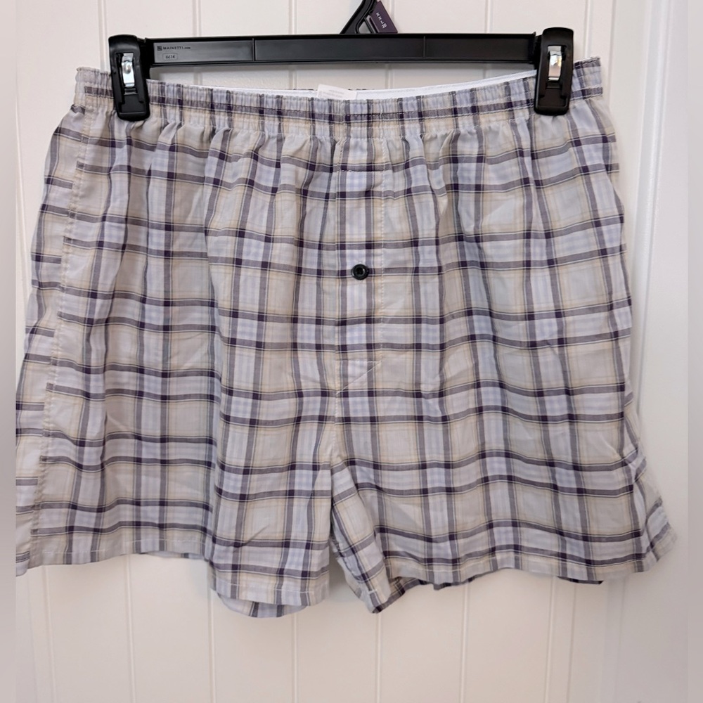 BAMBOO cool Plaid Boxers in White and blue XL
